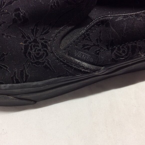Vans Women’s Size 9 Black Velvet Rose Classic Slip On Sneakers - Picture 4 of 9